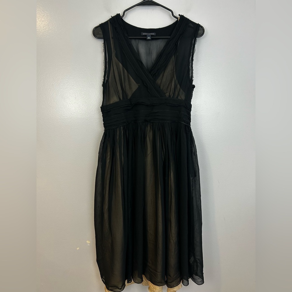 Banana Republic 2 Pc Black & Tan Silk Sheer Sleeveless Dress Size 12